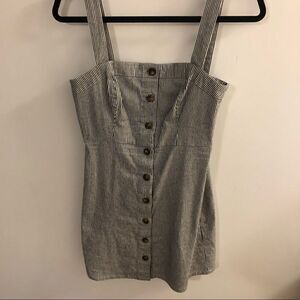 Hollister Adjustable Striped Button Down Dress Overalls White Blue ~ Size Small